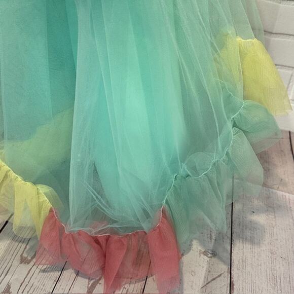 Elegant Princess Green Party Dress Size 110 US 3T-4T Tulle Bow Sequin Dress - Picture 15 of 15